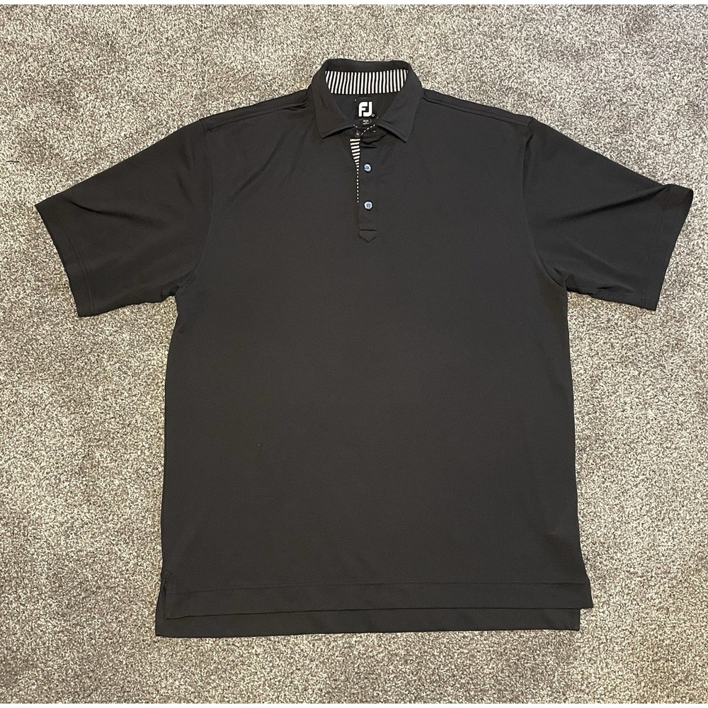 Foot‎ Joy Men's Golf Polo Black L Performance Stretch Athletic Short Sleeve
